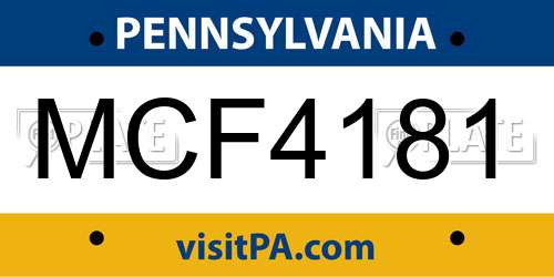 MCF4181 Pennsylvania License Plate
