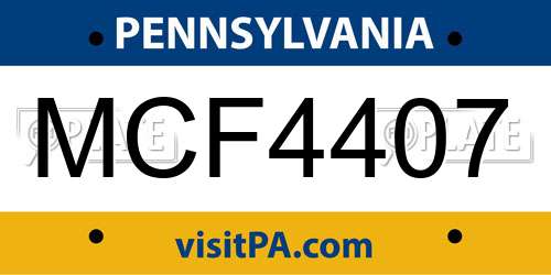 MCF4407 Pennsylvania License Plate