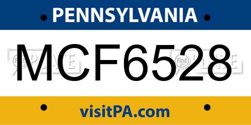 MCF6528 Pennsylvania License Plate