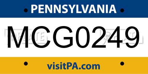 MCG0249 Pennsylvania License Plate
