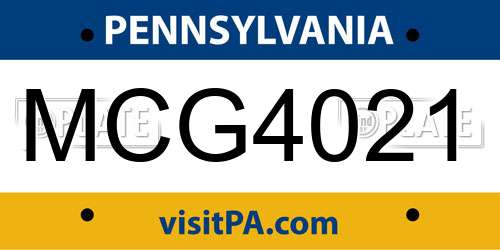 MCG4021 Pennsylvania License Plate