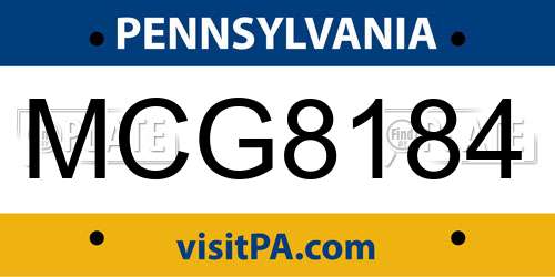 MCG8184 Pennsylvania License Plate