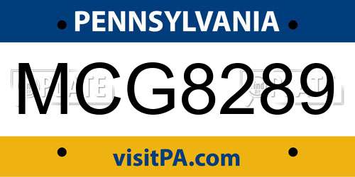 MCG8289 Pennsylvania License Plate