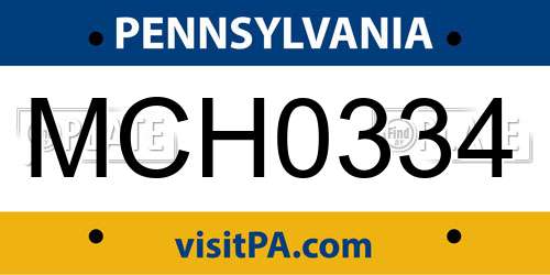MCH0334 Pennsylvania License Plate