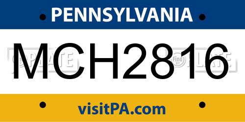 MCH2816 Pennsylvania License Plate