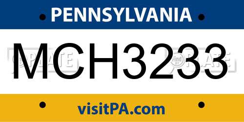 MCH3233 Pennsylvania License Plate