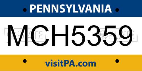 MCH5359 Pennsylvania License Plate