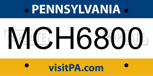 MCH6800 Pennsylvania License Plate