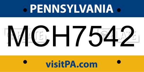 MCH7542 Pennsylvania License Plate