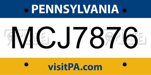 MCJ7876 Pennsylvania License Plate