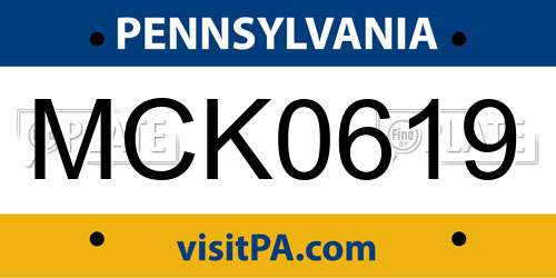 MCK0619 Pennsylvania License Plate