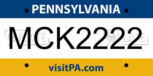 MCK2222 Pennsylvania License Plate