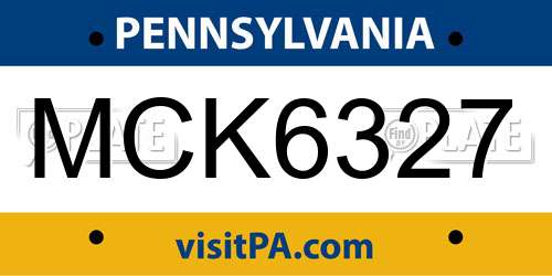 MCK6327 Pennsylvania License Plate