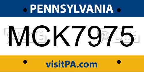MCK7975 Pennsylvania License Plate