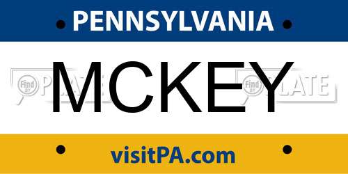 MCKEY Pennsylvania License Plate