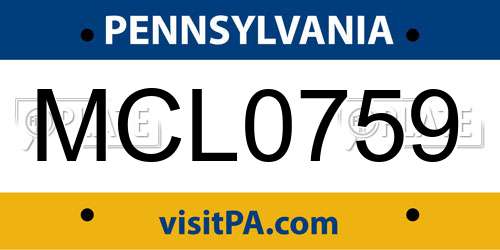 MCL0759 Pennsylvania License Plate