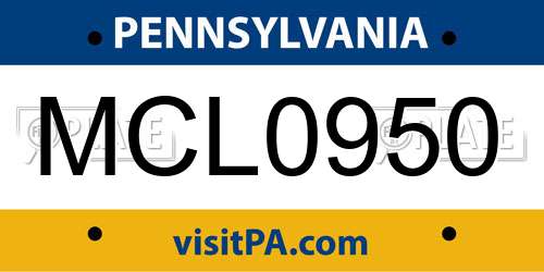MCL0950 Pennsylvania License Plate
