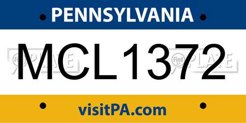 MCL1372 Pennsylvania License Plate