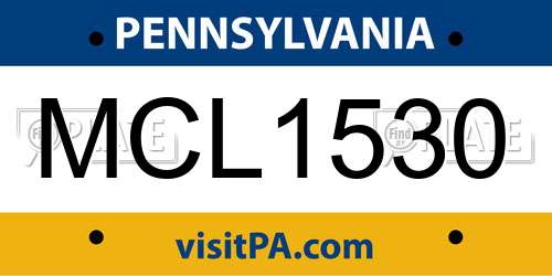 MCL1530 Pennsylvania License Plate