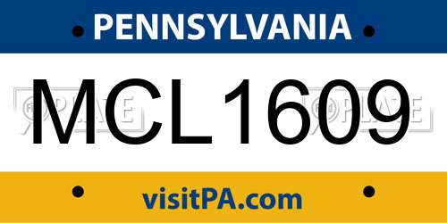 MCL1609 Pennsylvania License Plate