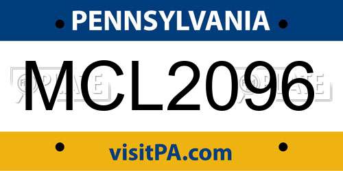 MCL2096 Pennsylvania License Plate