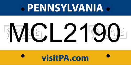 MCL2190 Pennsylvania License Plate