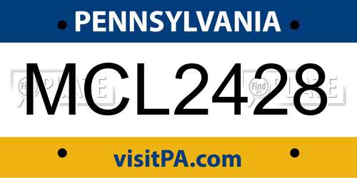 MCL2428 Pennsylvania License Plate