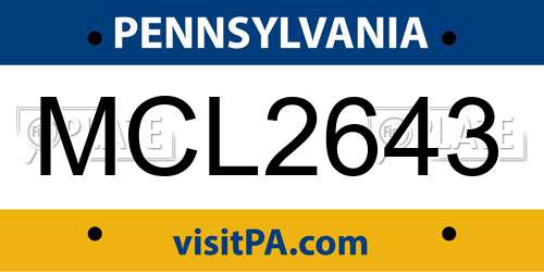 MCL2643 Pennsylvania License Plate