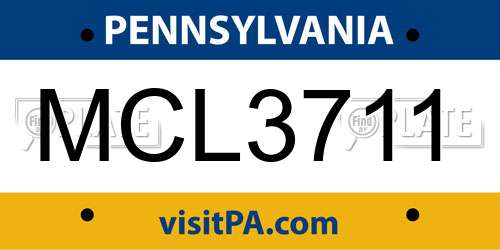 MCL3711 Pennsylvania License Plate