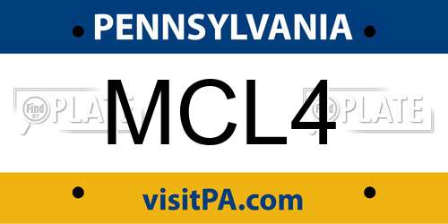MCL4 Pennsylvania License Plate