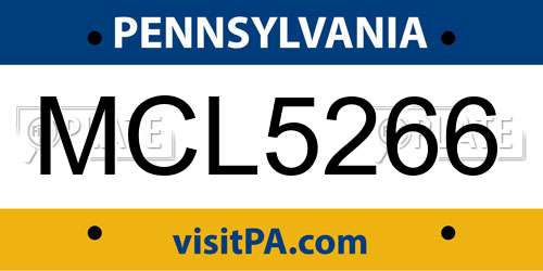 MCL5266 Pennsylvania License Plate