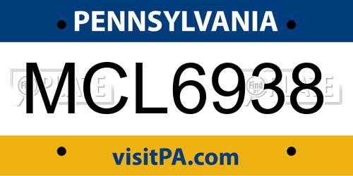 MCL6938 Pennsylvania License Plate