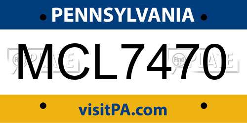 MCL7470 Pennsylvania License Plate