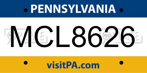 MCL8626 Pennsylvania License Plate