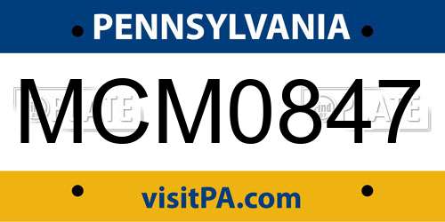 MCM0847 Pennsylvania License Plate