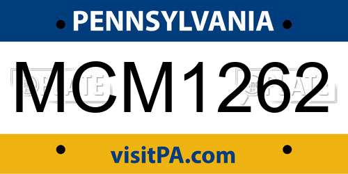 MCM1262 Pennsylvania License Plate