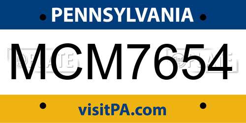 MCM7654 Pennsylvania License Plate
