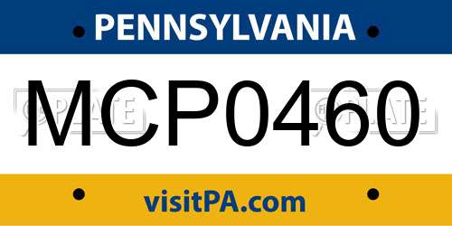 MCP0460 Pennsylvania License Plate