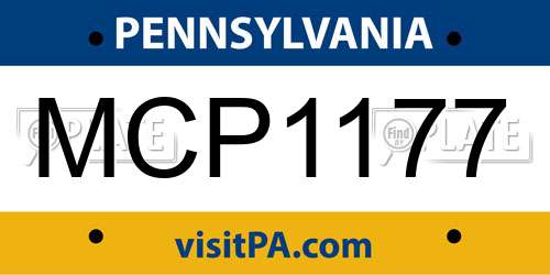 MCP1177 Pennsylvania License Plate