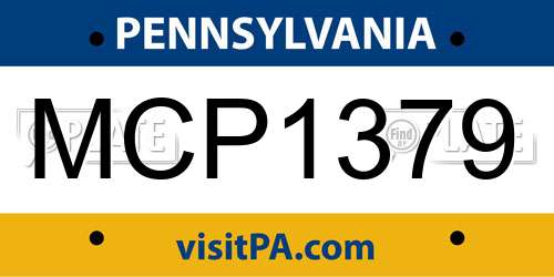 MCP1379 Pennsylvania License Plate