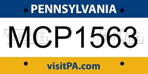 MCP1563 Pennsylvania License Plate