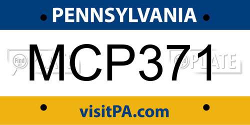 MCP371 Pennsylvania License Plate