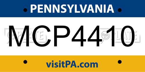 MCP4410 Pennsylvania License Plate