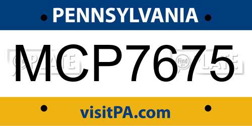MCP7675 Pennsylvania License Plate