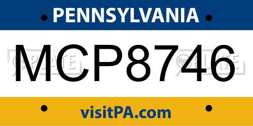 MCP8746 Pennsylvania License Plate