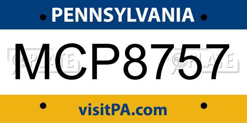 MCP8757 Pennsylvania License Plate