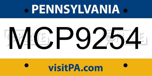 MCP9254 Pennsylvania License Plate
