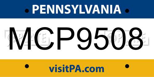MCP9508 Pennsylvania License Plate