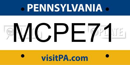 MCPE71 Pennsylvania License Plate