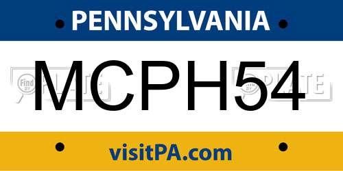 MCPH54 Pennsylvania License Plate